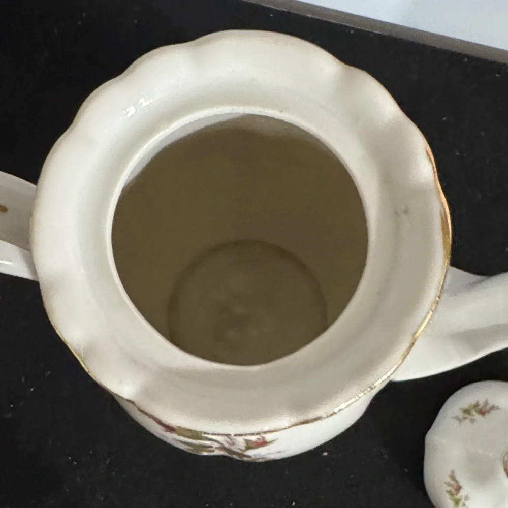 Royal Sealy Teapot China Moss Rose Japan Vtg
